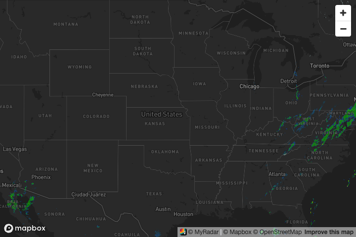 The default map: live radar across the US