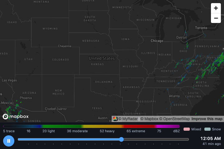 The map with the timeline and color legend under it